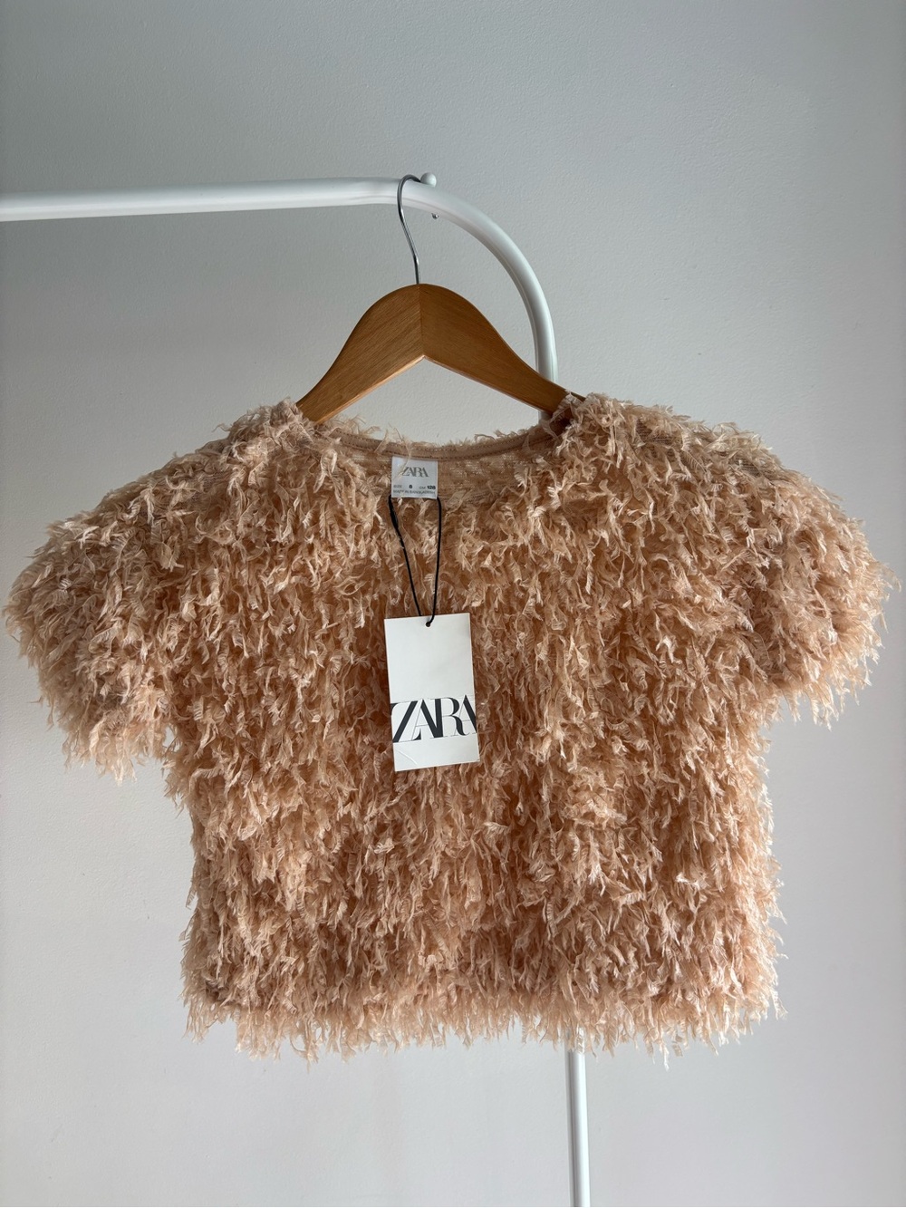Kids Zara Peach Feather-Texture Top